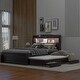preview thumbnail 3 of 11, Full XL Wood Storage Platform Bedframe with LED Headboard, Twin Size Trundle & Charging Station, No Spring Box Needed-Dark Brown