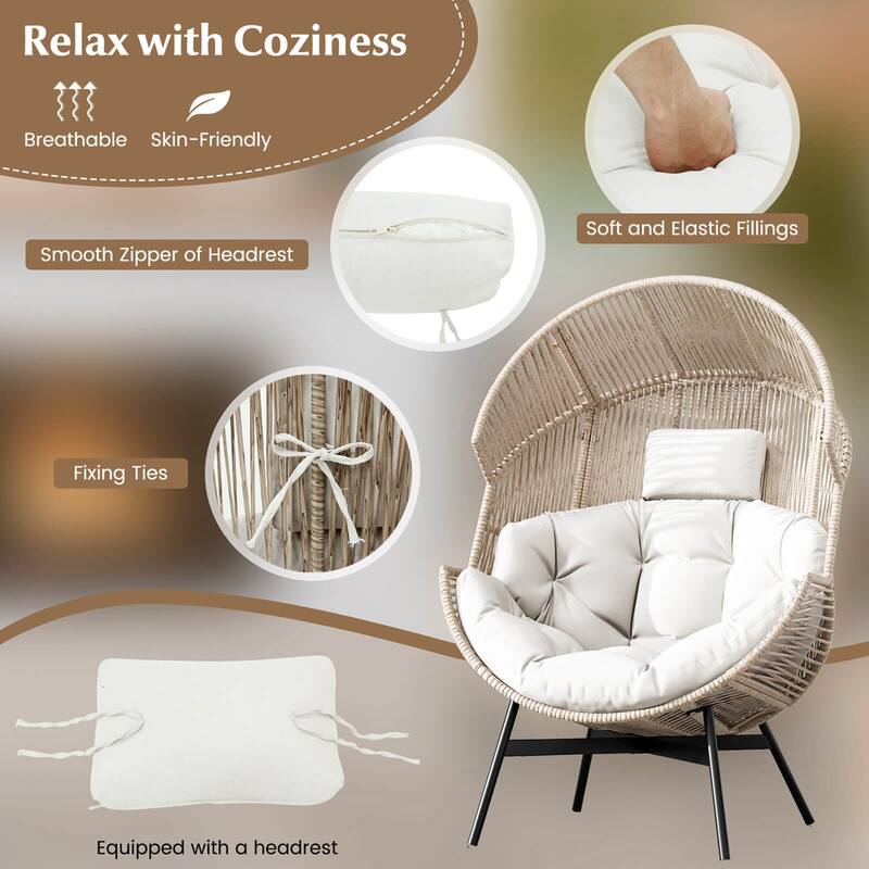 Costway Oversized Egg Style Chair with Cushions & Headrest Heavy-Duty - See Details