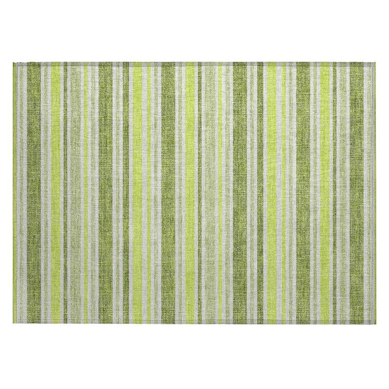 Machine Washable Indoor/ Outdoor Multi Cabana Stripe Chantille Rug