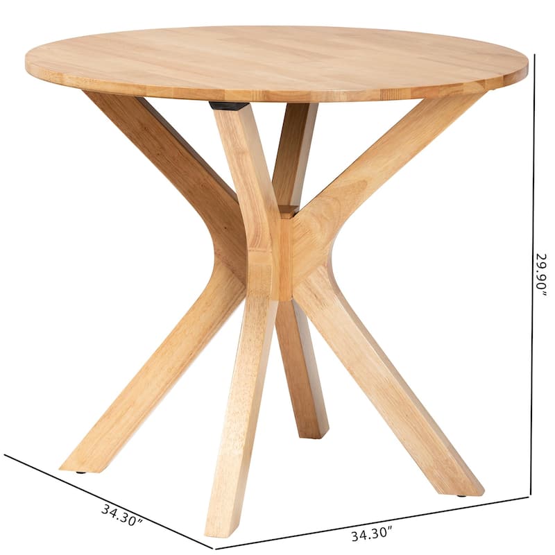 Kenji Modern Natural Brown Finished Wood 34-Inch-Wide Round Wood Dining Table