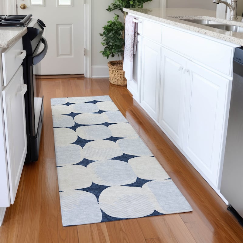 Premium Washable Super Soft Mid Century Modern Mayfield Rug - Navy - 2'3" x 7'6"