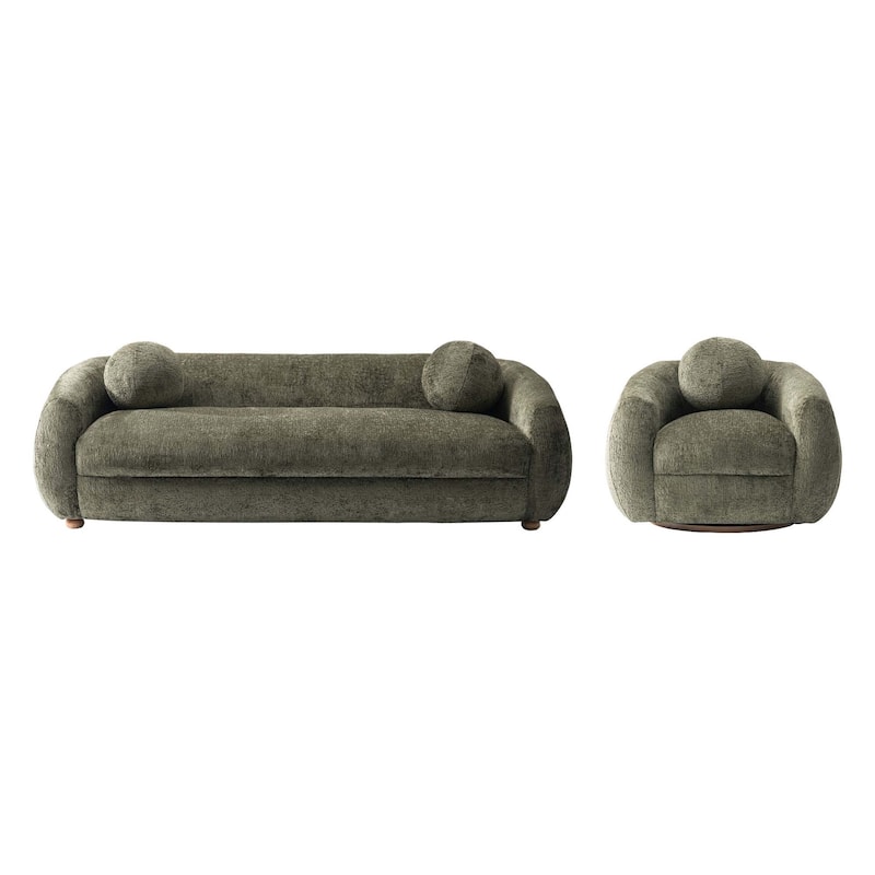 Manhattan Comfort 2 Piece Modern Tribeca Chenille Sofa Set