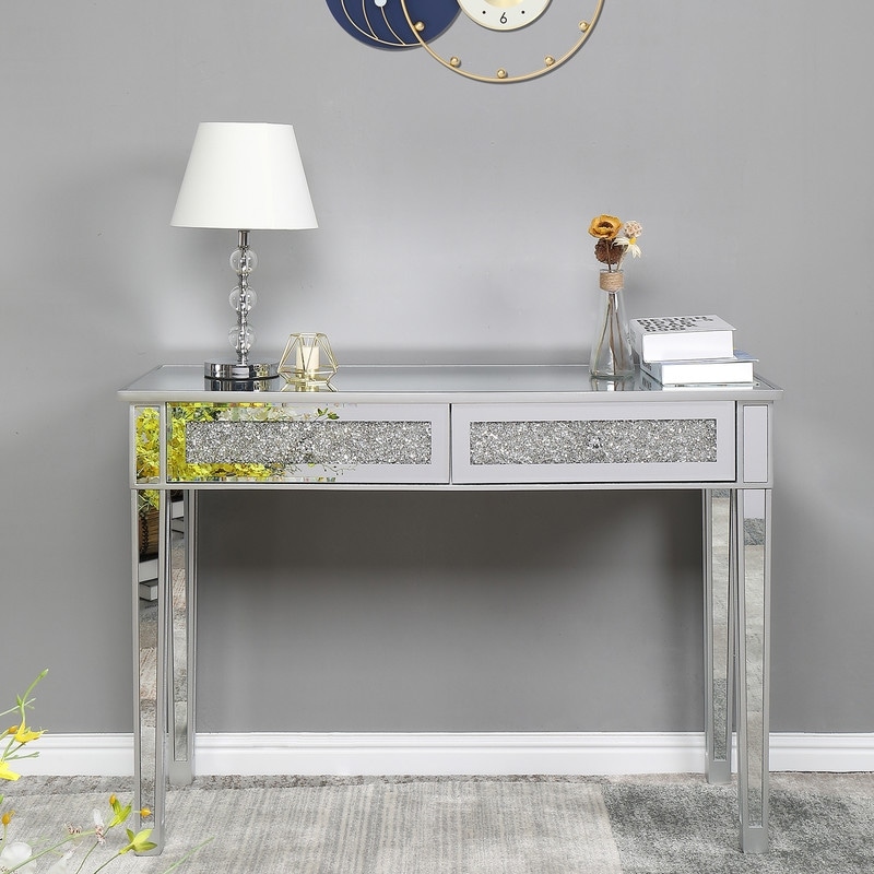 Modern Mirror Two-Drawer Computer Table Writing Desk