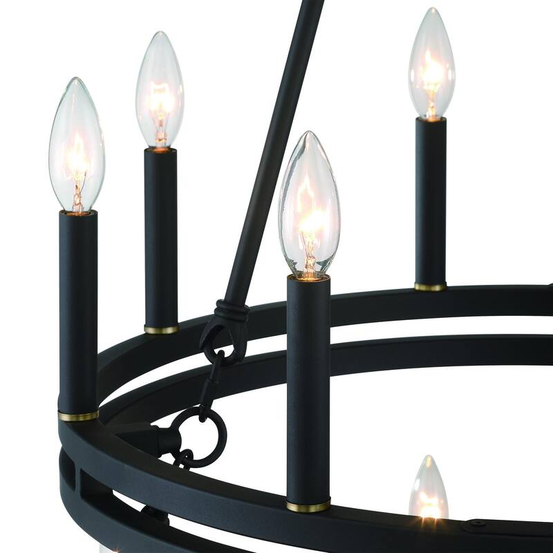 Acroma 20 - Light Living Room Steel Candle Style Wagon Wheel Chandelier - 39.5'' W x 39.5'' D x 47.5'' H