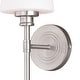 preview thumbnail 8 of 9, Clark 1 Light Satin Nickel Bathroom Wall Sconce White Glass - 5.25-in W x 19-in H x 7-in D