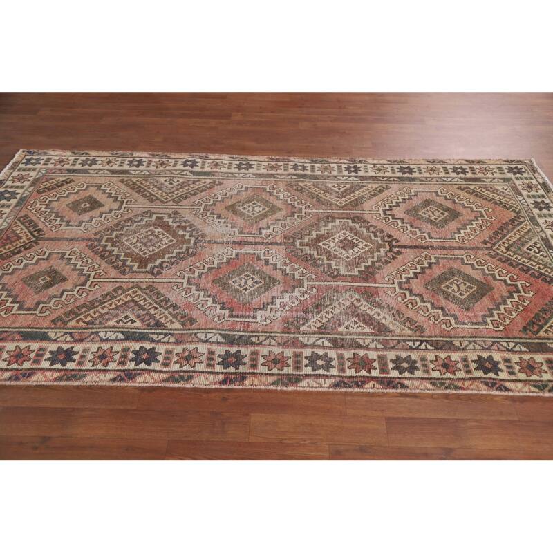 Hand Knotted Oriental 100% Wool Carpet Traditional Geometric Pink Balouch Area Rug - 7' 8'' X 4' 1''