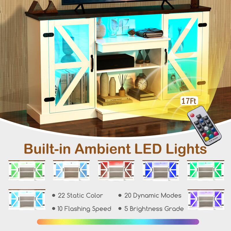 Gymax 59'' Media Console Table w/3-Level Shelves LED Lights 22 Dynamic