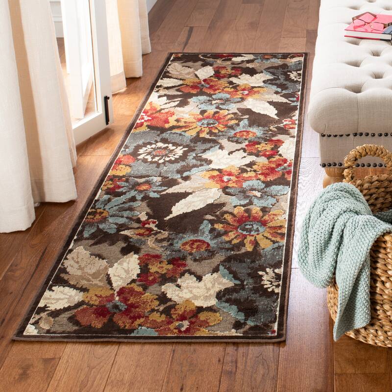 SAFAVIEH Paradise Leontine Modern Viscose Rug - 2'2" x 8' Runner - Dark Brown