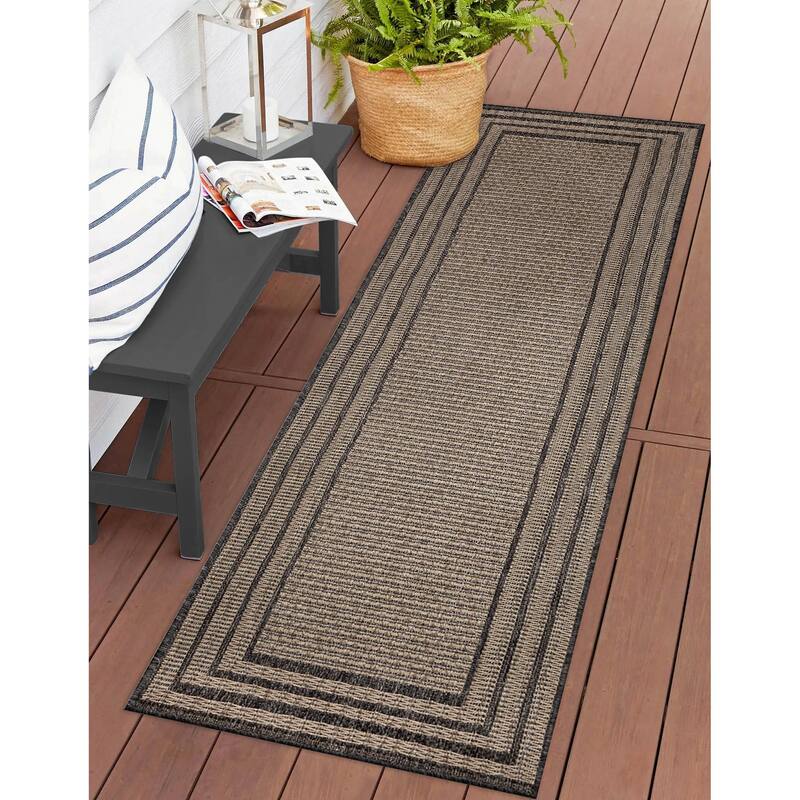 Liora Manne Monaco Striped Border Indoor/Outdoor Area Rug