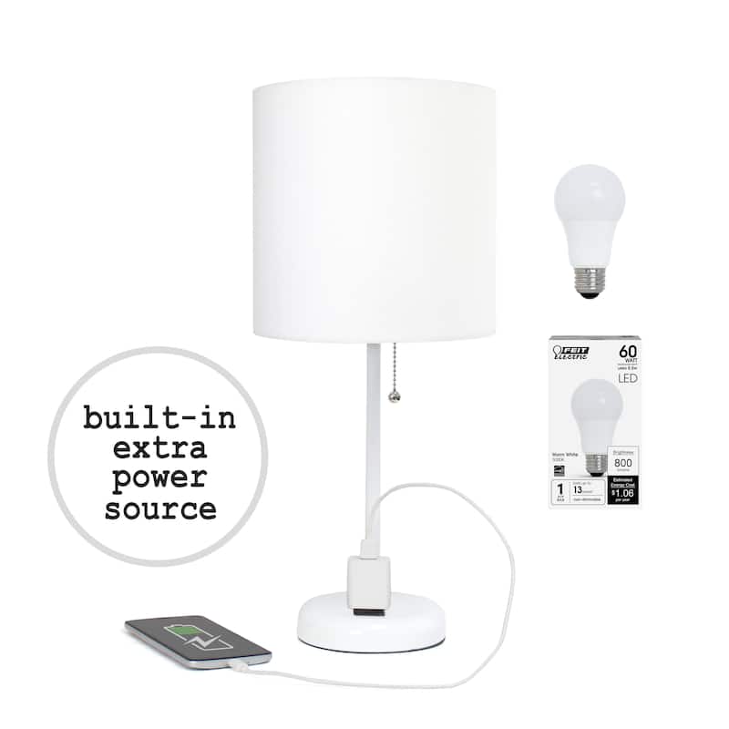 Simple Designs 9.5" Desk Lamp with Charging Outlet and LED Bulb Included - 19.50