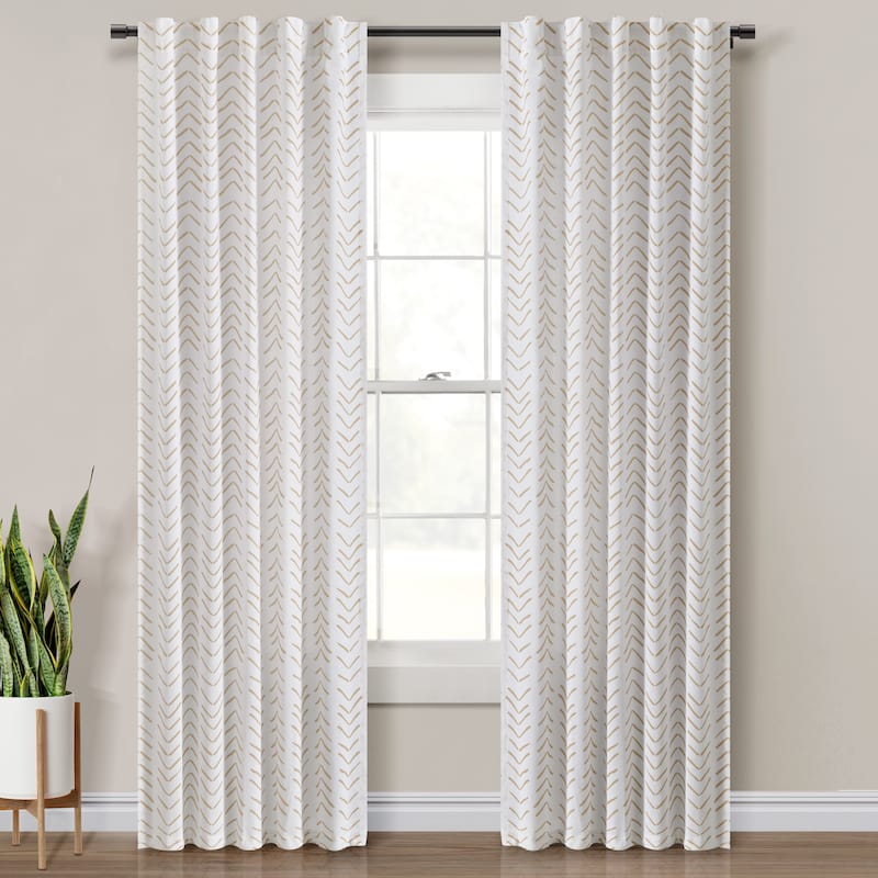 Lush Decor Hygge Modern Arrow Linen Look Window Curtain Panels Set - 84" X 40" - Wheat