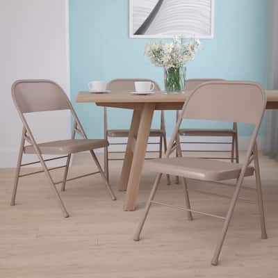 4 Pack Triple Braced & Double Hinged Metal Folding Chair