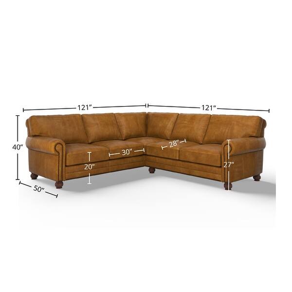 Charleston Deeper and Wider 2x2 100% Full Top Grain Leather Sectional - Bed Bath & Beyond