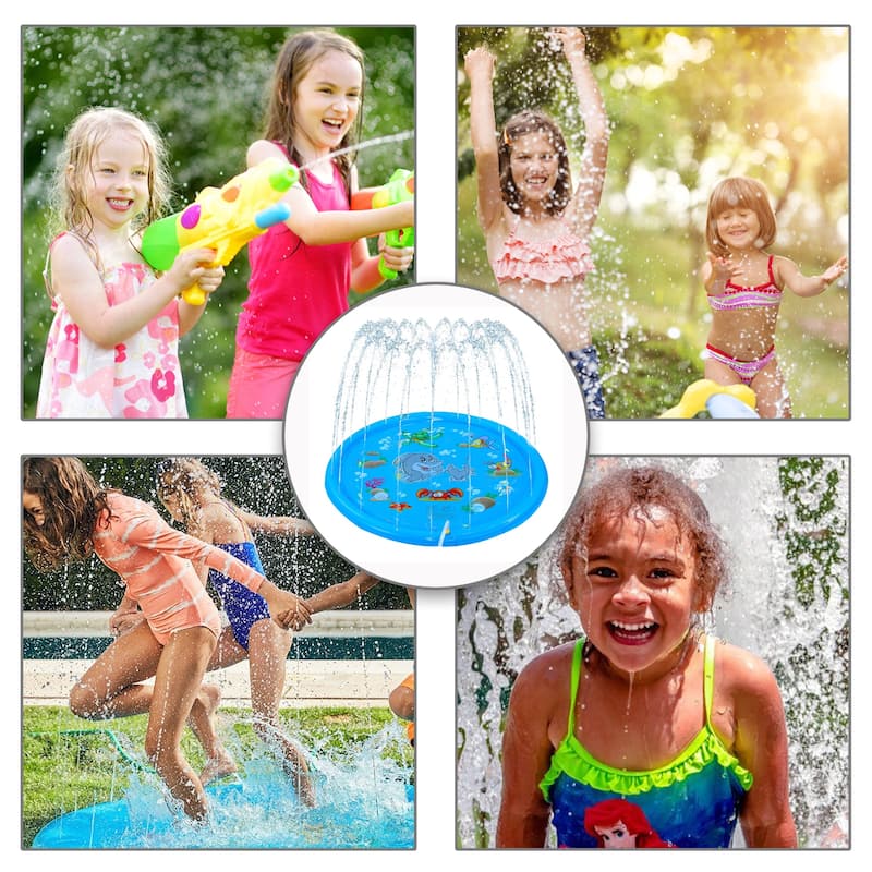 Dimple Splash Pad 67inch Large Kids Sprinkler Play Mat for Toddlers