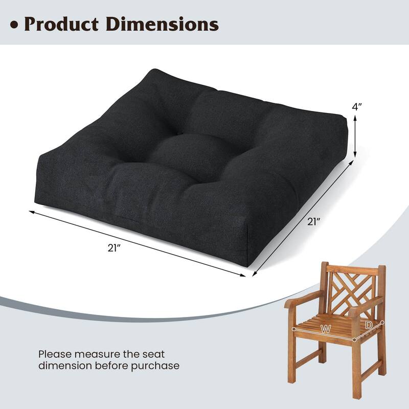 Costway 2 PCS 21'' x 21'' Patio Chair Seat Cushion Pads Indoor/Outdoor