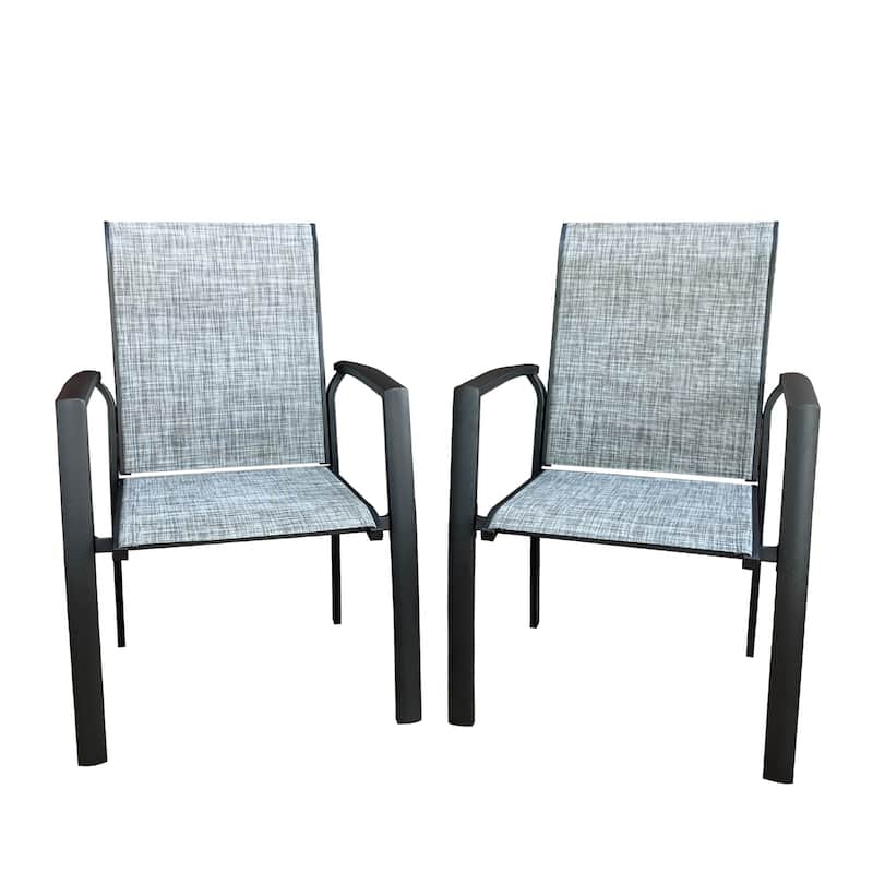 Garden Patio Chairs Set of 2, Weather Metal Outdoor Dining Chairs - Grey