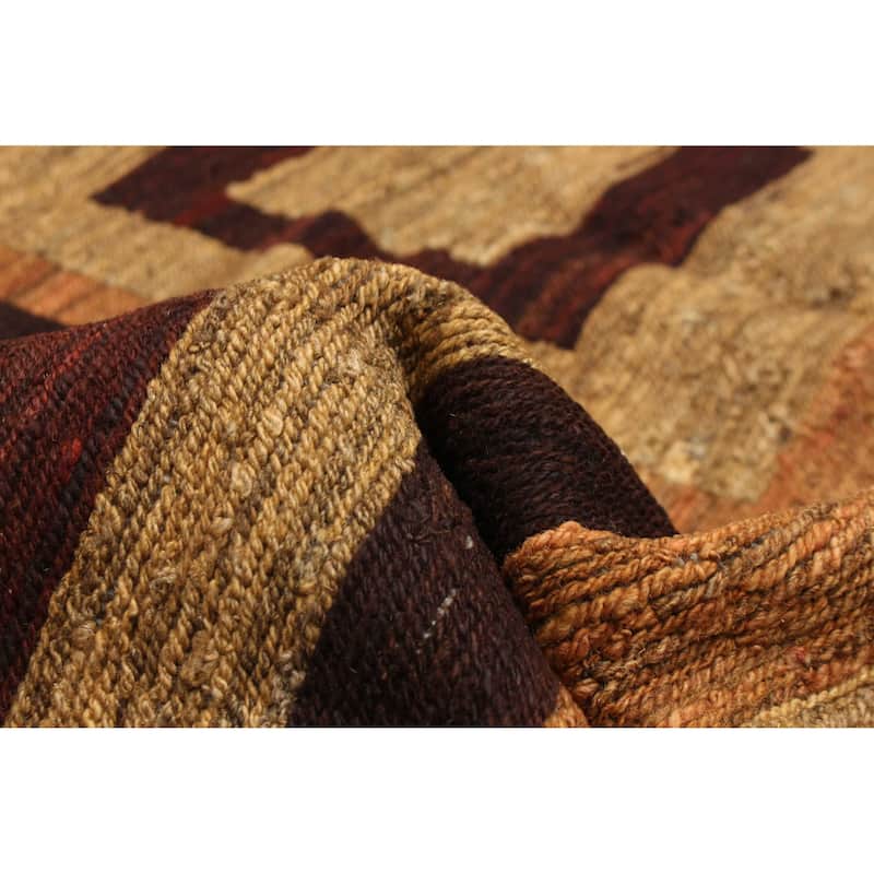 ECARPETGALLERY Flat-Weave Natural Brown Wool Tapestry Kilim - 4'9 x 6'5