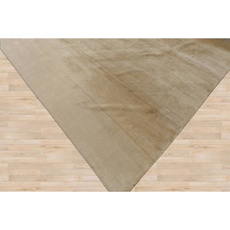 Multi Size Hand Knotted Beige Tibetan Silk Contemporary Rug