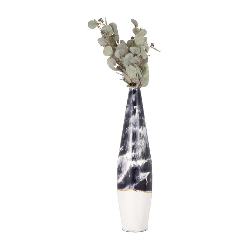Sagebrook Home Metal, Neptune Floor Vase, Ivory/navy - Elegant Decor for Every Home