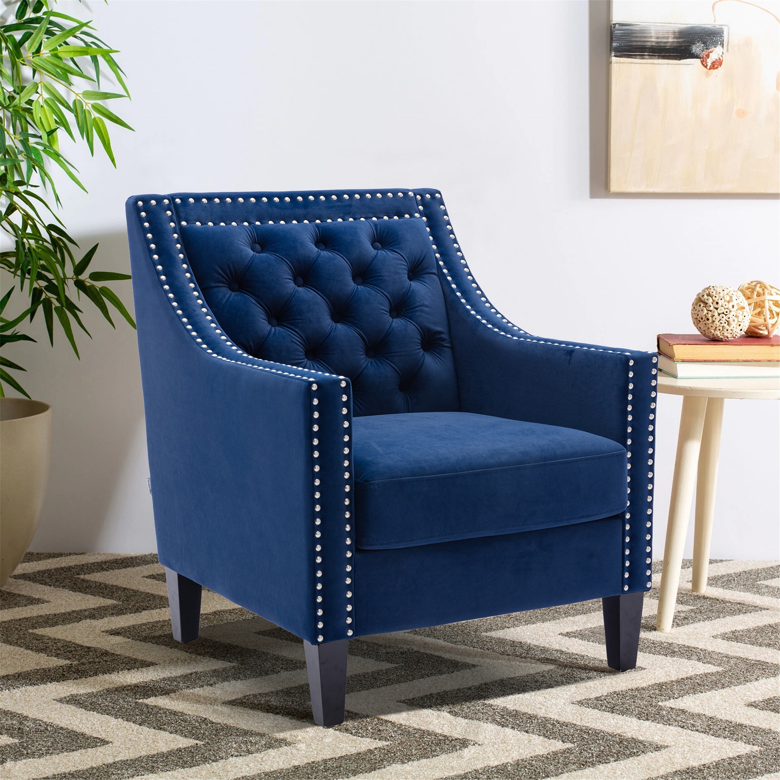 Navy tufted accent chair deals