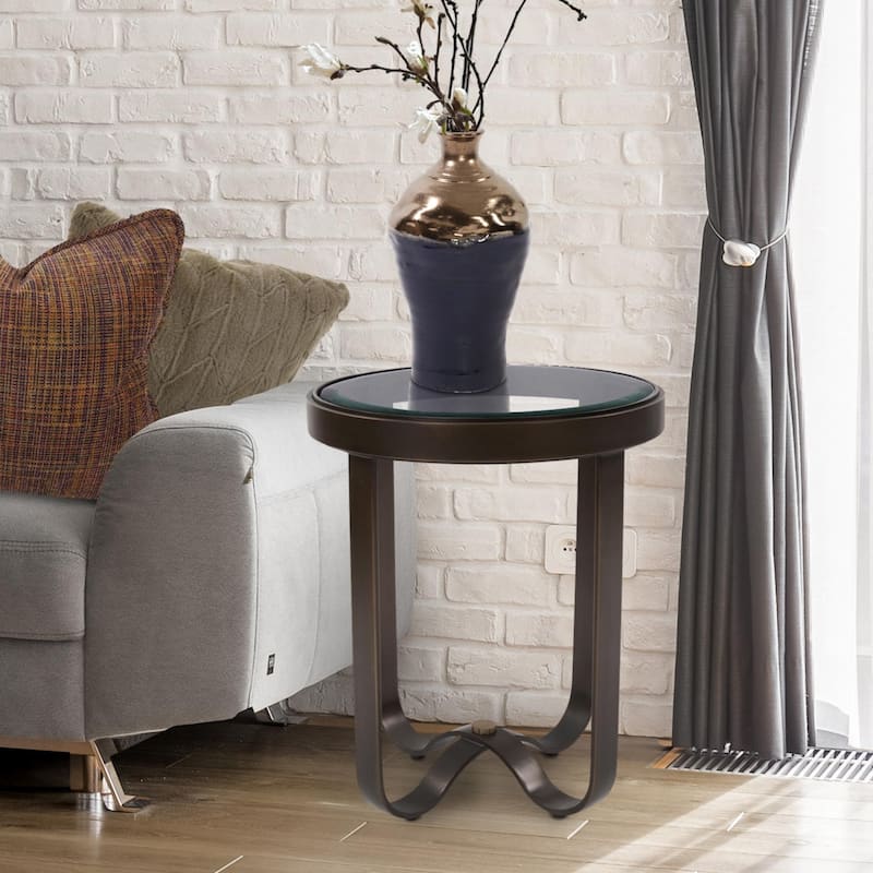 Round Metal Side Table - 24.5H x 20D x 20W