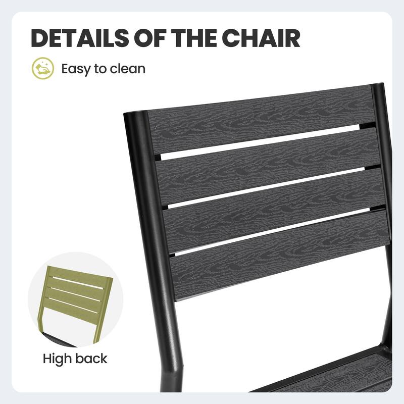 Modern Outdoor Aluminum Dining Chairs Stackable Armless Chairs for Patio