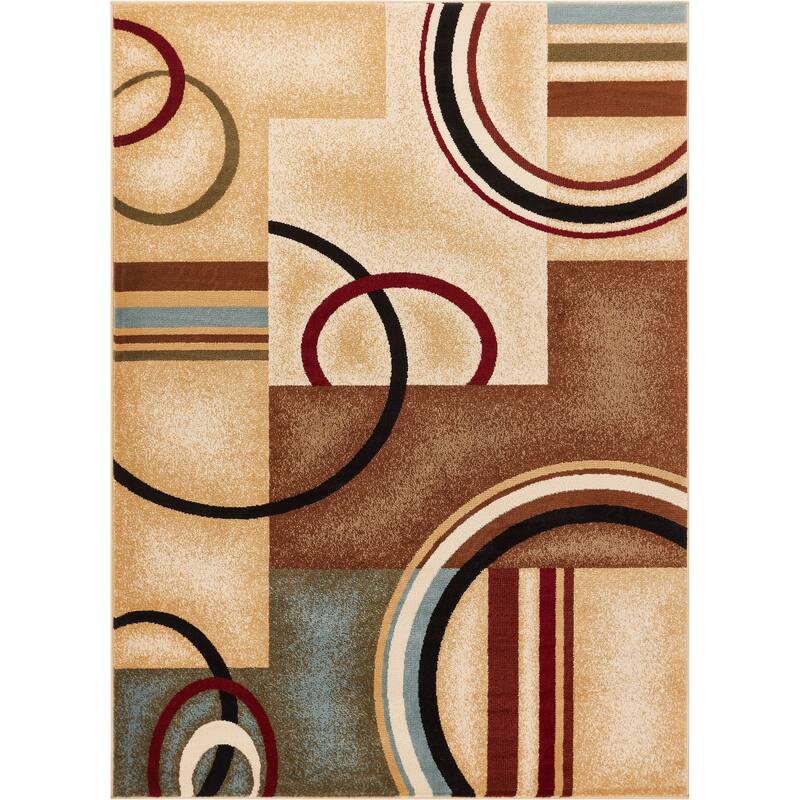 Well Woven Barclay Arcs & Shapes Modern Geometric Circles Area Rug - 7' 10" x 9' 10" - Ivory - Runner/Rectangle