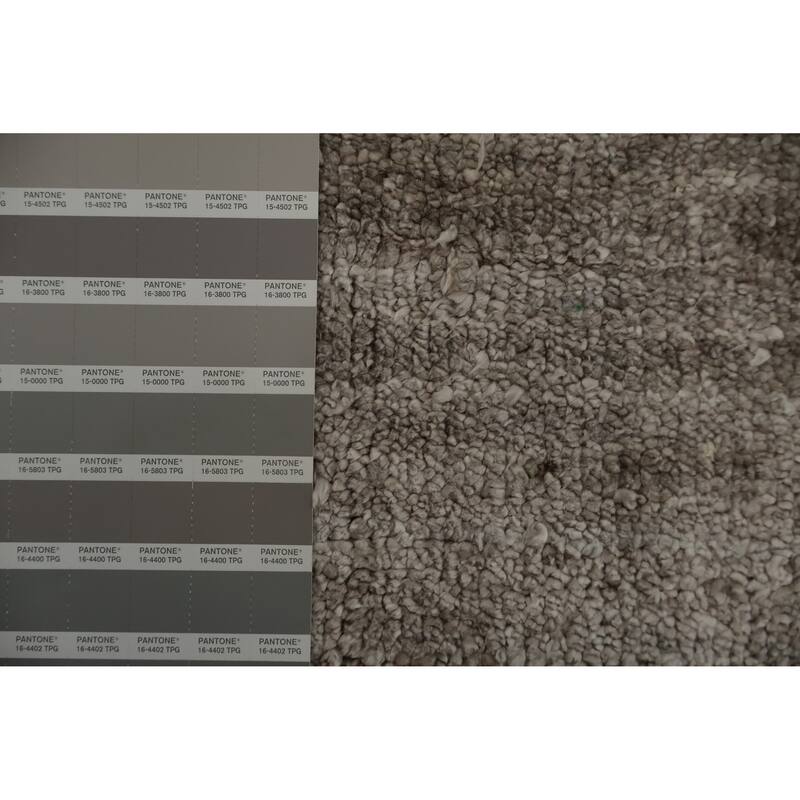 Hand Knotted Oriental Silk Carpet Tribal Contemporary Greys & Charcoal Gabbeh Area Rug - 12' 11'' X 9' 5''