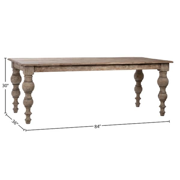 Maeve 84-inch Rectangular Reclaimed Pine Dining Table with Carved Four ...