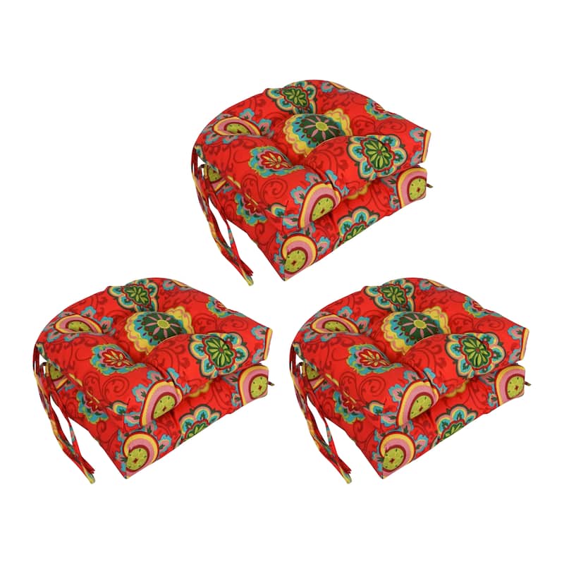 16-inch Rounded Back Tufted Indoor/ Outdoor Chair Cushions (Set of 6) - Farrington Terrace Grenadine