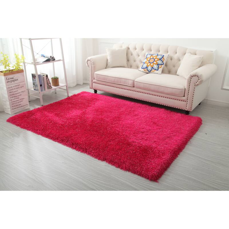Manhattan Polyester Shag Area Rug - 5' X 7' - Pink