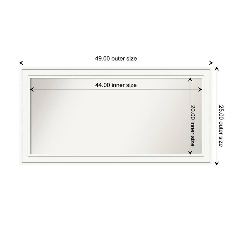 Craftsman White Framed Non-Beveled Custom Wall Mirror, Bathroom Vanity Mirror - Outer Size: 49 x 25