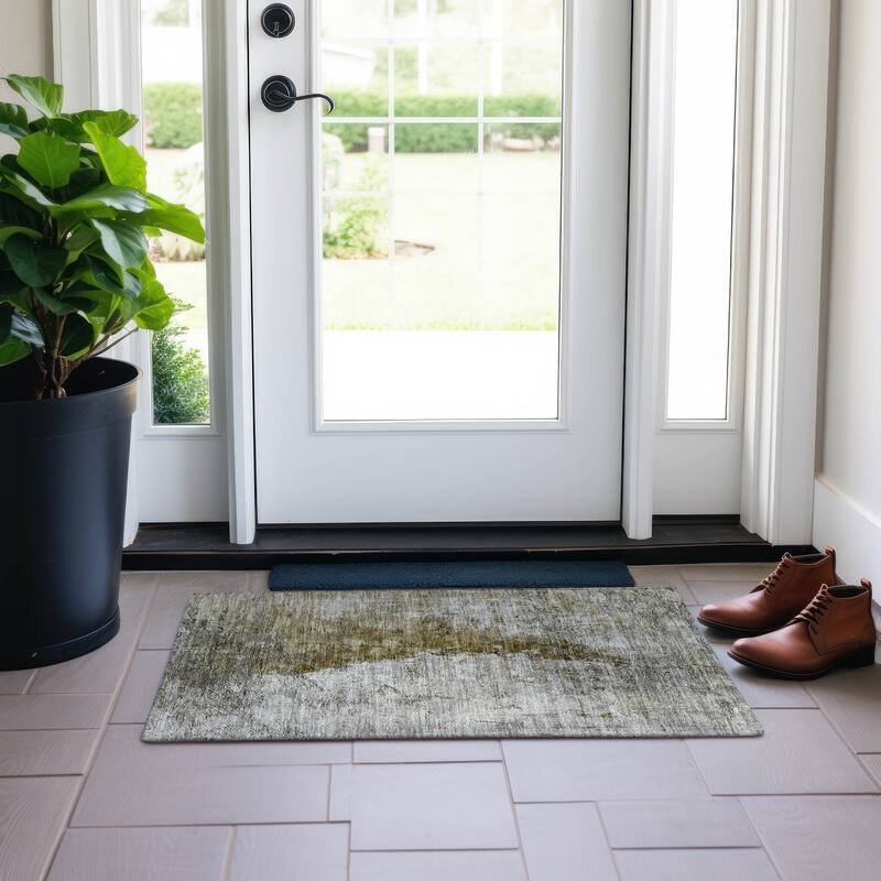 Machine Washable Indoor/ Outdoor Chantille Modern Impressions Rug - Brown - 1'8" x 2'6"