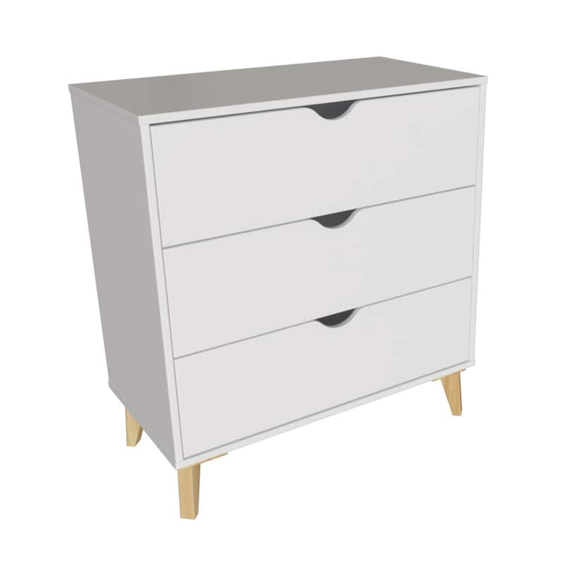 HomeRoots 30" White Three Drawer Dresser