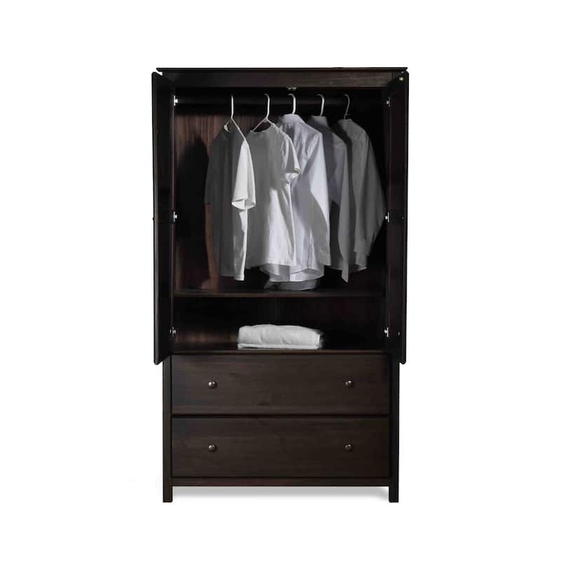 Grain Wood Furniture Shaker 2-Door Solid Wood Armoire - 41x72x22