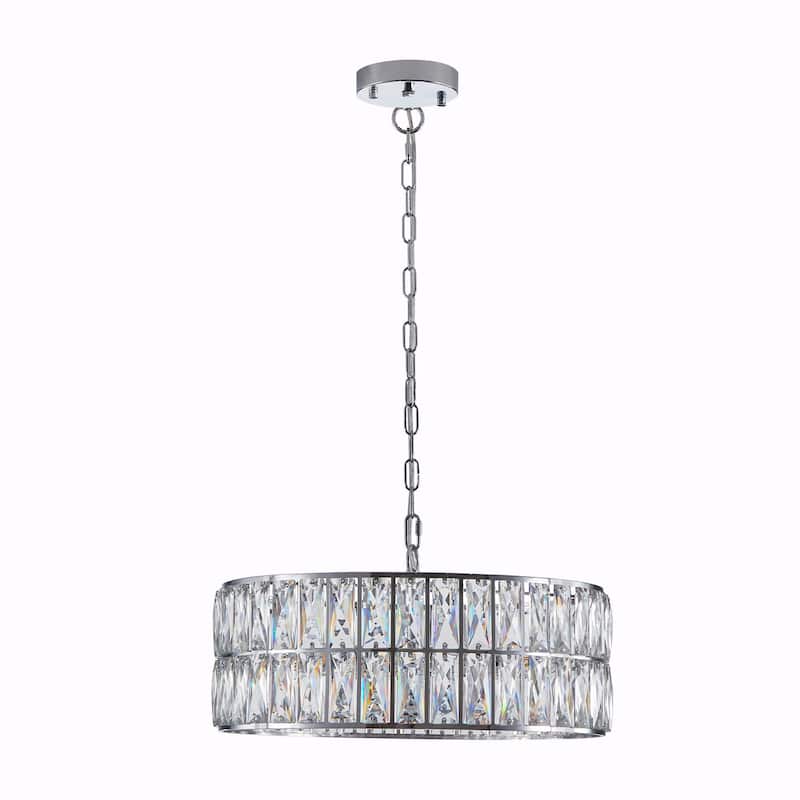 Modern Crystal Drum Chandelier, 6-Light Pendant Lighting Fixture