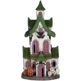 LED Lighted Haunted House with Skulls Halloween Decoration - 22.75"