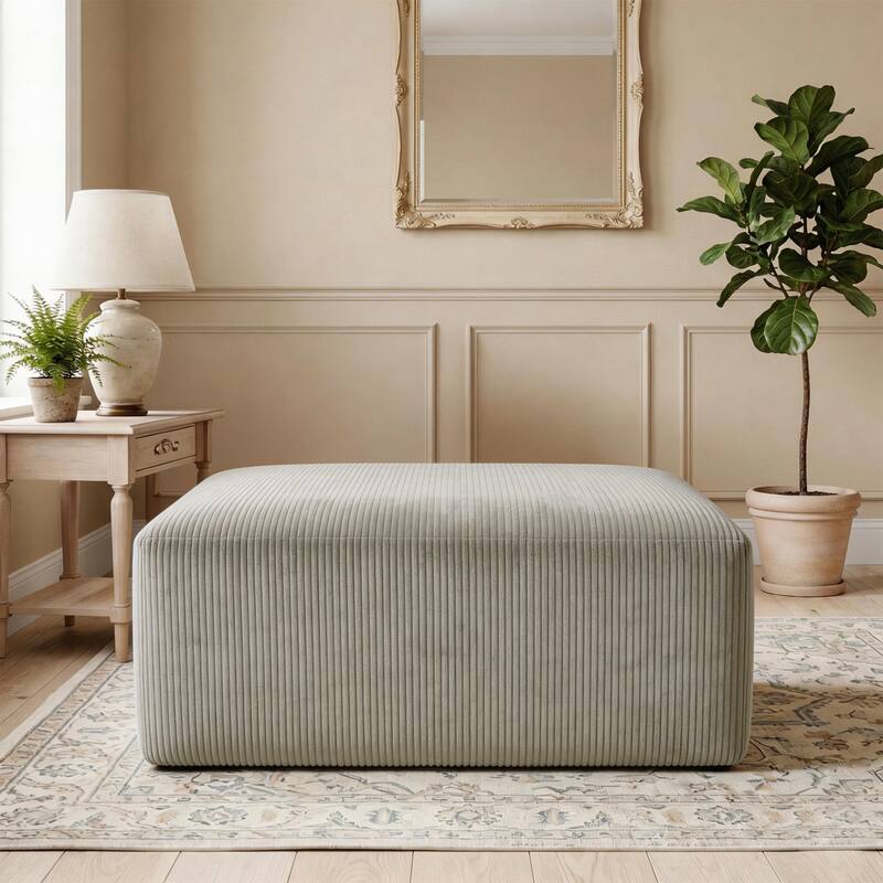 40"W Oversized No Assembly Corduroy Rectangle Ottoman