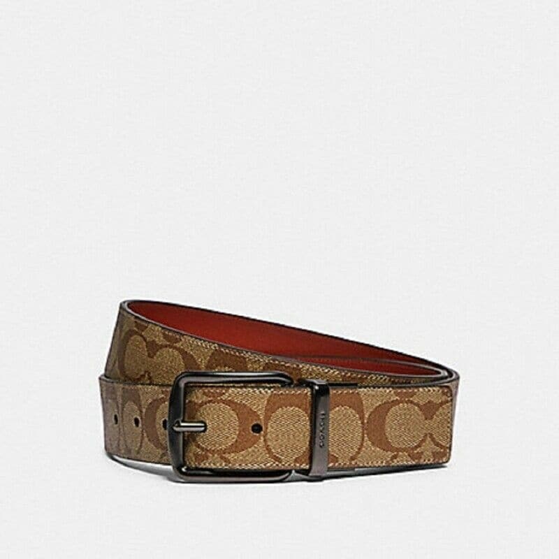Shop Coach Men S Wide Harness Cut To Size Reversible Signature Coated Canvas Belt Overstock 22160058