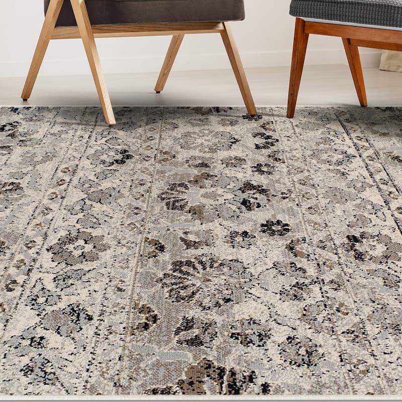 Superior Traditional Vintage Florals Polypropylene Indoor Area Rug