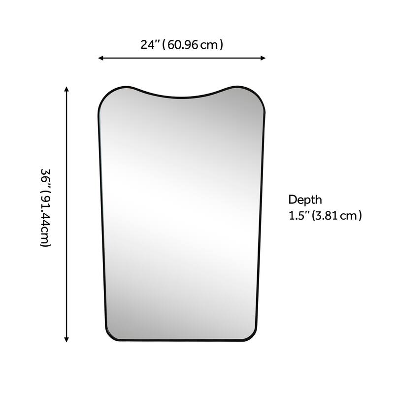 JONATHAN Y Alfie Irregular Metal Framed Wall Mounted Mirror with Flat Bottom