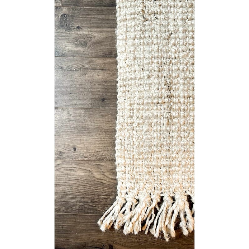 Hauteloom Senneterre Jute Living Room, Bedroom Area Rug - Cream - 12' x 15'