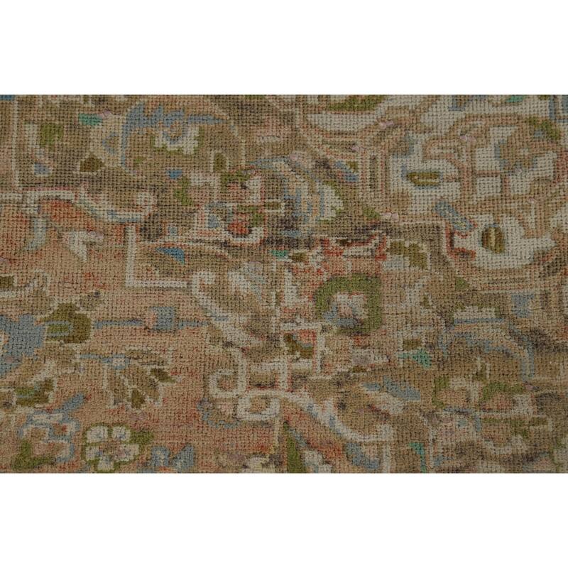 Kashan Vintage Persian Rug Hand-Knotted Traditional Muted Wool Carpet - 8'0" x 11'0"