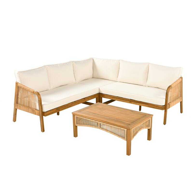 Christopher Knight Home - Orion Acacia Wood 4-Pieces Patio Chat Set