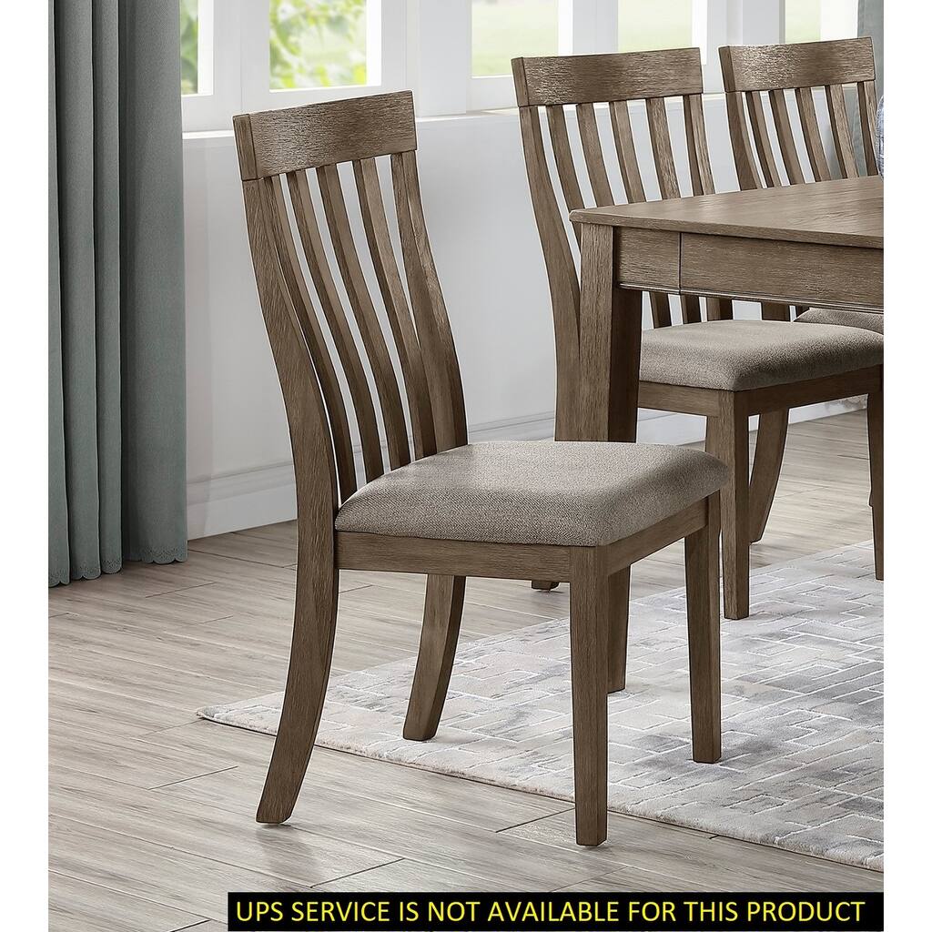 Casual Dining Room Furniture, Fabric Upholstery Dining Chair, Kitchen Side Chairs with Slat Back & Wire Brushed Finish, Set of 2