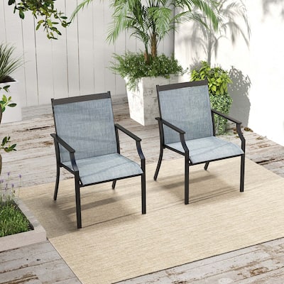 2 PCS Patio Dining Chairs Large Outdoor Chairs Breathable Seat