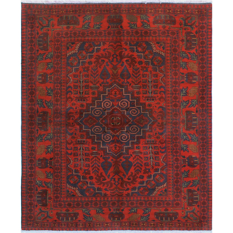 Khal Mohammadi Nurten Red/Navy Rug - 4'11" x 6'5"