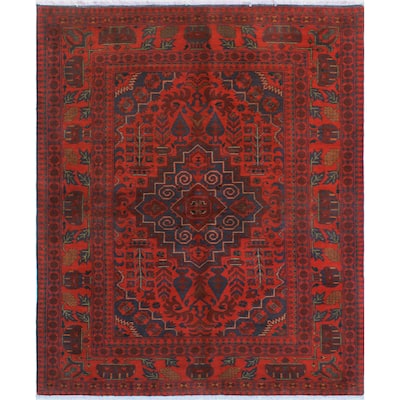 Khal Mohammadi Nurten Red/Navy Rug - 4'11" x 6'5"