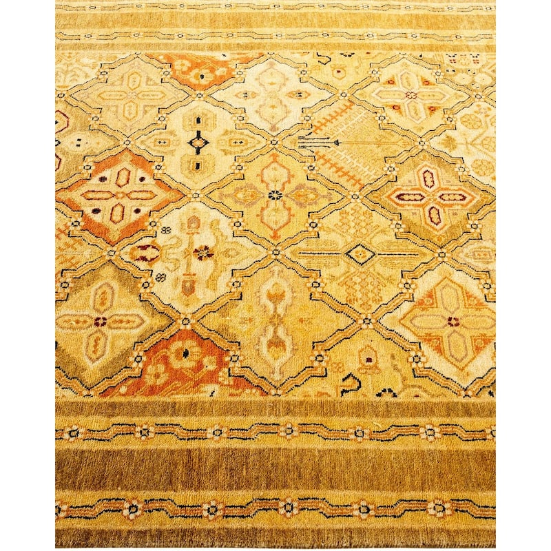 Overton Hand Knotted Wool Vintage Inspired Traditional Ottoman Gold Area Rug - 4' 3" x 6' 2"