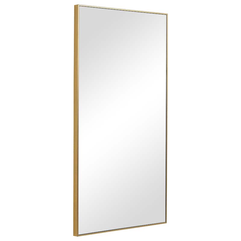 Copper Grove Gold Thin-framed Elongated Rectangle Wall Mirror